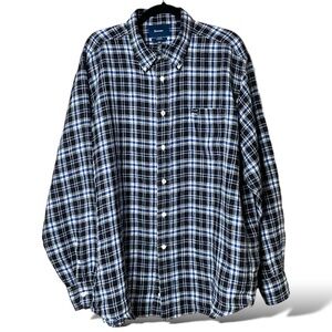 FACONNABLE 100% Linen Men’s Button Down Shirt in Blue Plaid US Sz XXL
